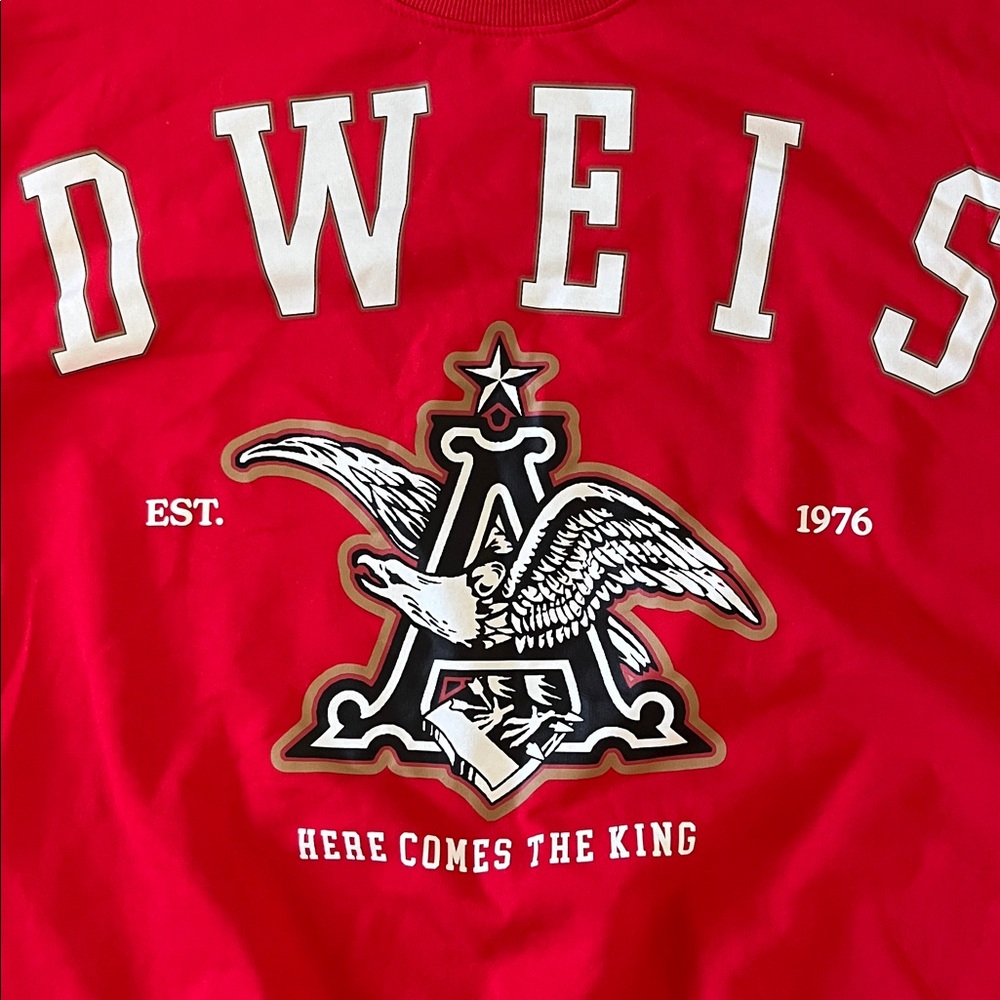 NWT Budweiser Men’s Red Graphic Sweatshirt Size S - Picture 3 of 7